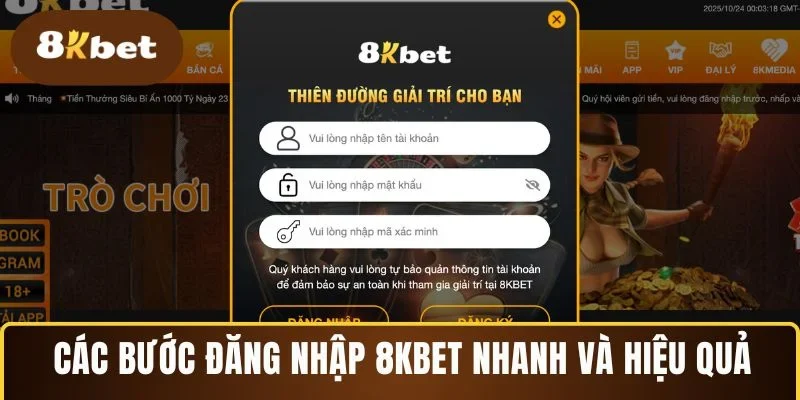 Các bước đăng nhập 8KBET nhanh và hiệu quả